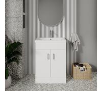 Nuie Eden Floor Standing 2-Door Vanity Unit Basin 2 Gloss White 600mm Wide