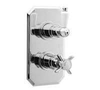 Nuie Edwardian Twin Concealed Shower Valve with Traditional Back Plate | Chrome | Metal | 120mm x 210mm x 135mm