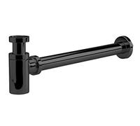 nuie EK402 Accessory Modern Bathroom Round Minimalist Bottle Trap with 300mm Extension Tube, Black