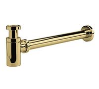 nuie EK802 Accessory Modern Bathroom Round Minimalist Bottle Trap with 300mm Extension Tube, Brushed Brass