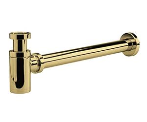 nuie EK802 Accessory Modern Bathroom Round Minimalist Bottle Trap with 300mm Extension Tube, Brushed Brass