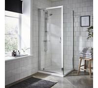 Nuie Ella 760mm Satin Chrome Semi-Frameless Shower Side Panel - 5mm Toughened Glass
