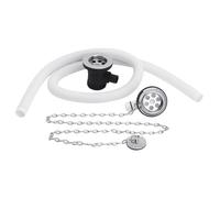 Nuie Extended Retainer Bath Waste and Overflow with Plug and Link Chain | Chrome | Brass | 70mm x 1280mm x 70mm