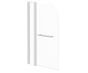 Nuie Extended Rounded Corner Bath Shower Screen with Towel Rail | Polished Chrome | Glass/Aluminium | 985mm