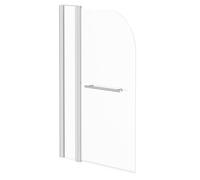 Nuie Extended Rounded Corner Bath Shower Screen with Towel Rail | Polished Chrome | Glass/Metal | 985mm