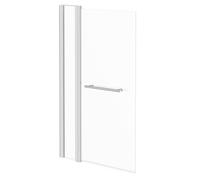 Nuie Extended Square Corner Bath Shower Screen with Towel Rail | Polished Chrome | Glass/Metal | 985mm