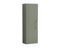 nuie FLT862 Deco Modern Bathroom Wall Hung 1 Soft Close Door Part Fluted Tall Unit, Satin Green