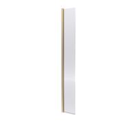 Nuie Fluted Hinged Flipper Wet Room Screen, Toughened Glass Wet Room Glass Panels & Shower Screen In Brushed Brass, 300mm X 1850mm