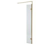 Nuie Fluted Wetroom Hinged Return Screen with Fittings | Brushed Brass | Glass/Aluminium | 300mm x 1850mm
