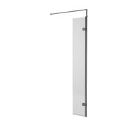 Nuie Fluted Wetroom Hinged Return Screen with Fittings | Brushed Pewter | Glass | 300mm x 1850mm