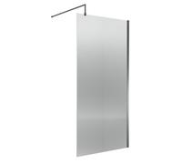 Nuie Fluted Wetroom Shower Screen with Support Bar | Brushed Pewter | Aluminium | 1000mm x 1850mm