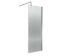 Nuie Fluted Wetroom Shower Screen with Support Bar | Brushed Pewter | Aluminium | 800mm x 1850mm
