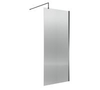 Nuie Fluted Wetroom Shower Screen with Support Bar | Brushed Pewter | Aluminium | 900mm x 1850mm