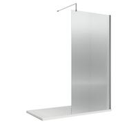 Nuie Fluted Wetroom Shower Screen with Support Bar | Chrome | Aluminium | 800mm x 1850mm