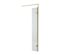 Nuie Fluted Wetroom Swing Return Screen, Durable Toughened Safety Glass Wet Room Panel Screen In Brushed Brass, 300 X 1850mm