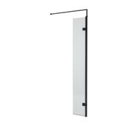 Nuie Fluted Wetroom Swing Return Screen, Durable Toughened Safety Glass Wet Room Panel Screen In Matt Black, 300 X 1850mm