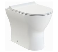 Nuie Freya Rimless Round Back to Wall Toilet Pan with Soft Close Toilet Seat | White | Ceramic | 364mm x 455mm x 494mm