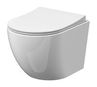 Nuie Freya Rimless Wall Hung Toilet Pan with Soft Close Toilet Seat | White | Ceramic | 360mm x 323mm x 482mm