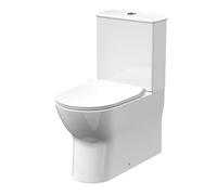 Nuie Freya Semi Flush to Wall Close Coupled Toilet Pan with Cistern and Soft Close Toilet Seat | White | Ceramic | 384mm x 800mm x 612mm
