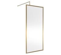 Nuie Full Outer Frame Wetroom Shower Screen with Support Bar | Brushed Brass | Glass/Aluminium | 900mm x 1850mm