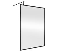 Nuie Full Outer Frame Wetroom Screen with Support Bar | Matt Black | Aluminium/Glass | 1400mm x 1850mm