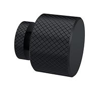 nuie H214 Handles | Modern Bathroom Designer Round Indented Knurled Knob Bathroom Furniture Handle, 30mm, Matt Black
