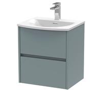 Nuie Havana Matt Wall Hung 2 Drawer Vanity Unit and Curved Ceramic Basin | Coastal Grey | MDF | 500mm