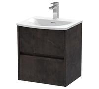 Nuie Havana Matt Wall Hung 2 Drawer Vanity Unit and Curved Ceramic Basin | Metallic Slate | MDF | 500mm