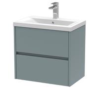 Nuie Havana Matt Wall Hung 2 Drawer Vanity Unit and Mid Edge Ceramic Basin | Coastal Grey | MDF | 600mm
