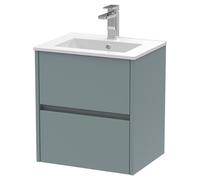 Nuie Havana Matt Wall Hung 2 Drawer Vanity Unit and Minimalist Ceramic Basin | Coastal Grey | MDF | 500mm