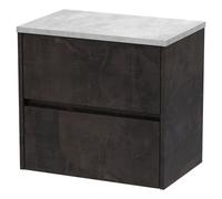 Nuie Havana Matt Wall Hung 2 Drawer Vanity Unit with Bellato Grey Worktop | Metallic Slate | MFC | 600mm