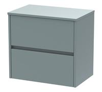 Nuie Havana Matt Wall Hung 2 Drawer Vanity Unit with Worktop | Coastal Grey | MFC | 600mm