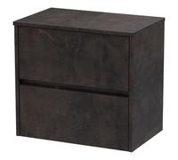 Nuie Havana Matt Wall Hung 2 Drawer Vanity Unit with Worktop | Metallic Slate | MDF | 600mm