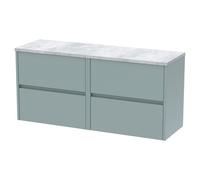Nuie Havana Matt Wall Hung 4 Drawer Vanity Unit with Bellato Grey Worktop | Coastal Grey | MFC | 1200mm