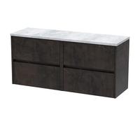 Nuie Havana Matt Wall Hung 4 Drawer Vanity Unit with Bellato Grey Worktop | Metallic Slate | MFC | 1200mm