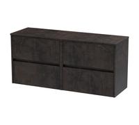 Nuie Havana Matt Wall Hung 4 Drawer Vanity Unit with Worktop | Metallic Slate | MDF | 1200mm