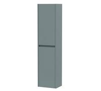 Nuie Havana Tall Wall Hung Unit 2-Door, Soft Close Handless Bathroom Storage Cabinet In Coastal Grey, 1433 X 350 X 255mm