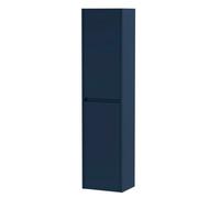 Nuie Havana Tall Wall Hung Unit 2-Door, Soft Close Handless Bathroom Storage Cabinet In Indigo Blue, 1433 X 350 X 255mm