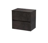 Nuie Havana Wall Hung 2-Drawer Vanity Unit & Worktop In Metallic Slate, Countertop Basin Unit In Metallic Slate, 600mm