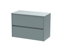 Nuie Havana Wall Hung 2-Drawer Vanity Unit & Worktop In Monument Grey, Countertop Basin Unit In Coastal Grey, 800mm