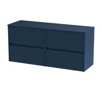 Nuie Havana Wall Hung 4 Drawer Vanity Unit with Worktop | Satin Midnight Blue | MFC | 1200mm