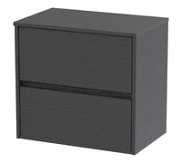 Nuie Havana Woodgrain Wall Hung 2 Drawer Vanity Unit with Worktop | Graphite Grey | MFC | 600mm