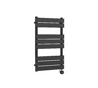 nuie HL158 Electric Heating Square Flat 8 Bar Towel Radiator, 400 Watt, 840mm x 500mm, Anthracite