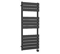 nuie HL159 Electric Heating Square Flat 12 Bar Towel Radiator, 600 Watt, 1213mm x 500mm, Anthracite