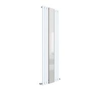 nuie HL330 Revive ǀ Modern Home Wall Mount Designer Vertical Single Panel Radiator with Mirror, 1800mm x 499mm x 55mm, High Gloss White