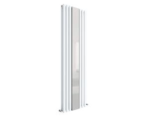nuie HL331 Revive ǀ Modern Home Wall Mount Designer Vertical Double Panel Radiator with Mirror, 1800mm x 499mm x 78mm, High Gloss White