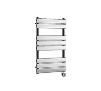 nuie HL358 Electric Heating Square Flat 8 Bar Towel Radiator, 400 Watt, 840mm x 500mm, Chrome