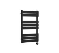 nuie HL458 Electric Square Modern Bathroom Wall Hung Square Electric Flat Panel Heated Towel Rail, 840 x 500mm, Matt Black
