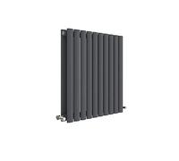 Nuie HLA38D Revive Modern Home Wall Mount Designer Horizontal Double Panel Radiator, 600mm x 586mm x 78mm, Anthracite