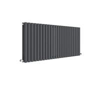 Nuie HLA40D Revive Modern Home Wall Mount Designer Horizontal Double Panel Radiator, 600mm x 1398mm x 78mm, Anthracite